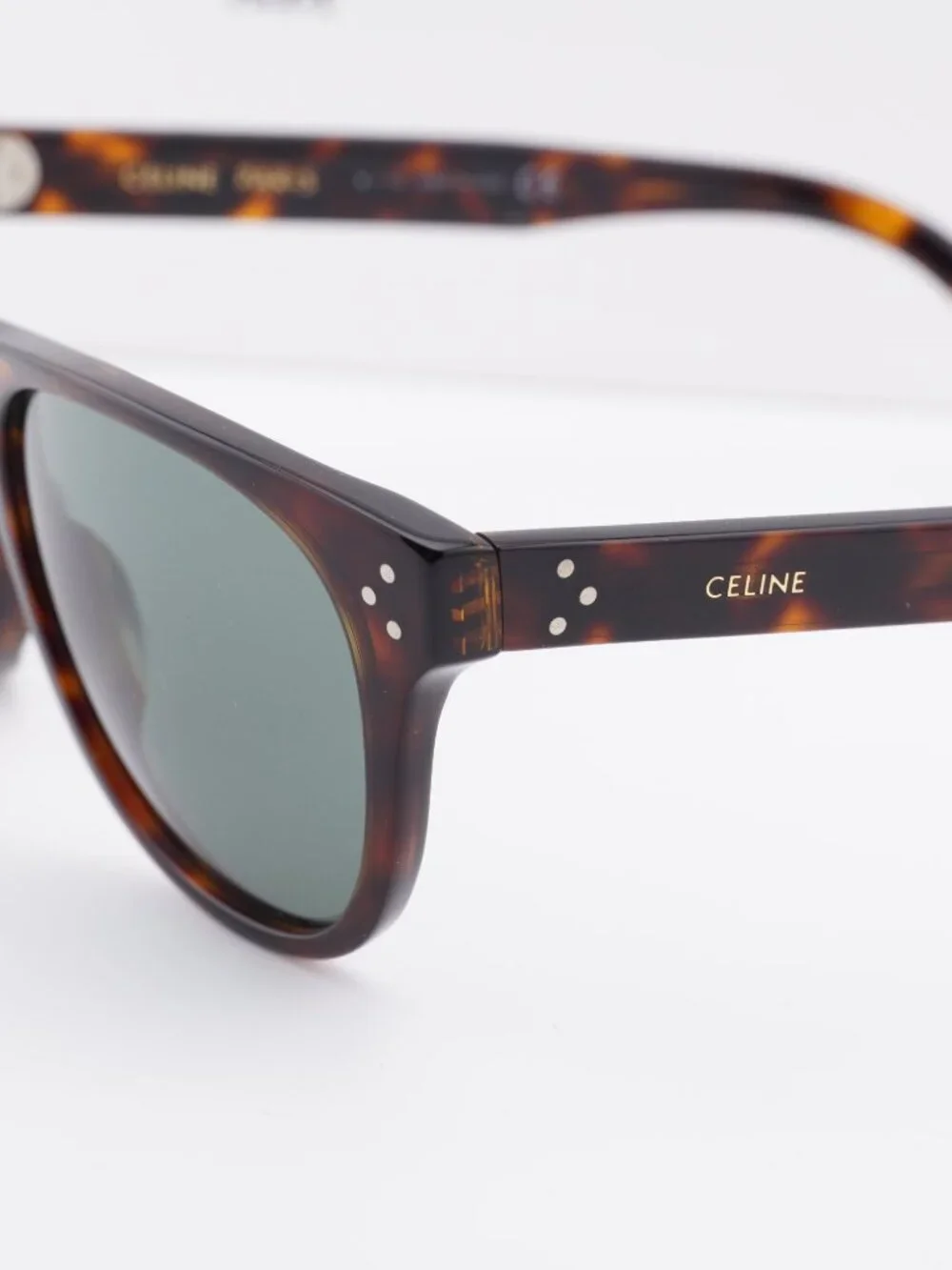 Celine Paris CL40102I 52N Square Sunglasses - Dark Havana / Green